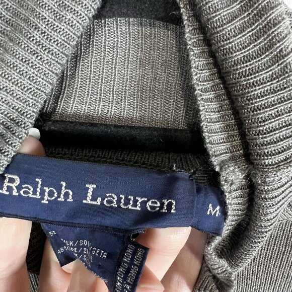 Ralph Lauren Gray Silk Blend Turtleneck Pullover Long Sleeve Women’s Medium - Picture 4 of 9
